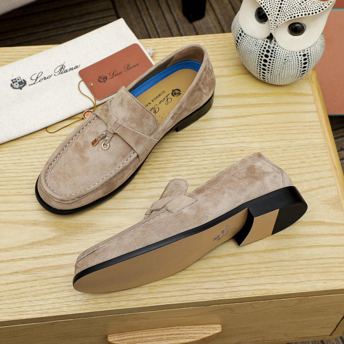 Loro Piana Textured Moccasin Loafers — front