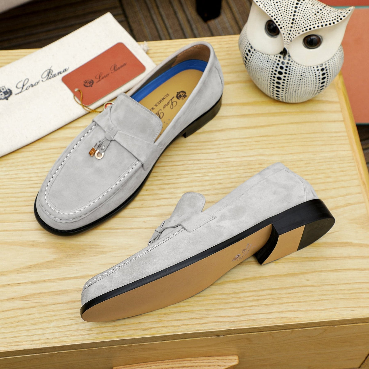 Loro Piana Textured Moccasin Loafers — front