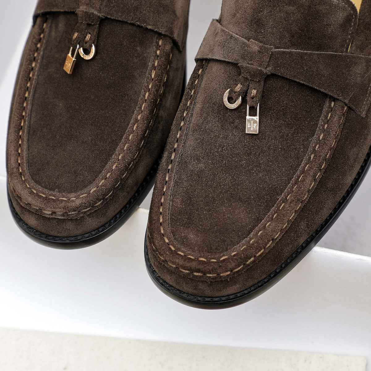 Loro Piana Textured Moccasin Loafers — detail