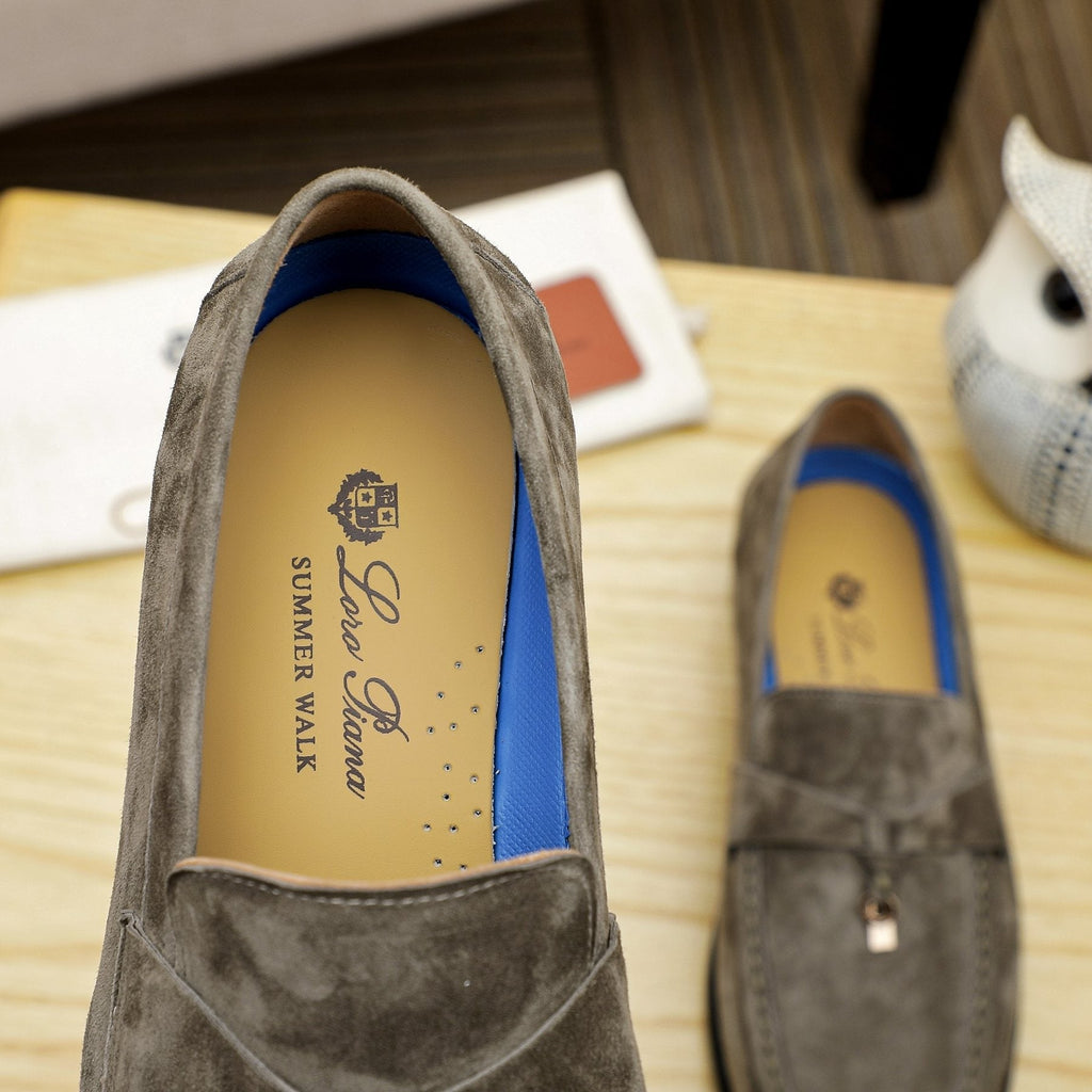 Loro Piana Textured Moccasin Loafers — back