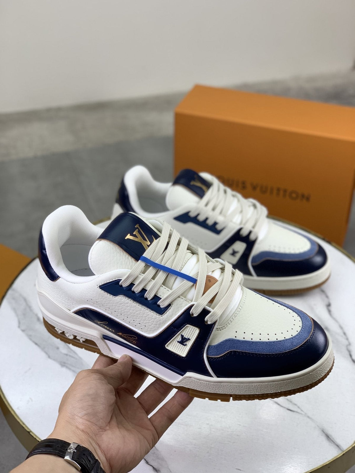 Louis Vuitton Panel-Trim Low-Top Sneakers — model