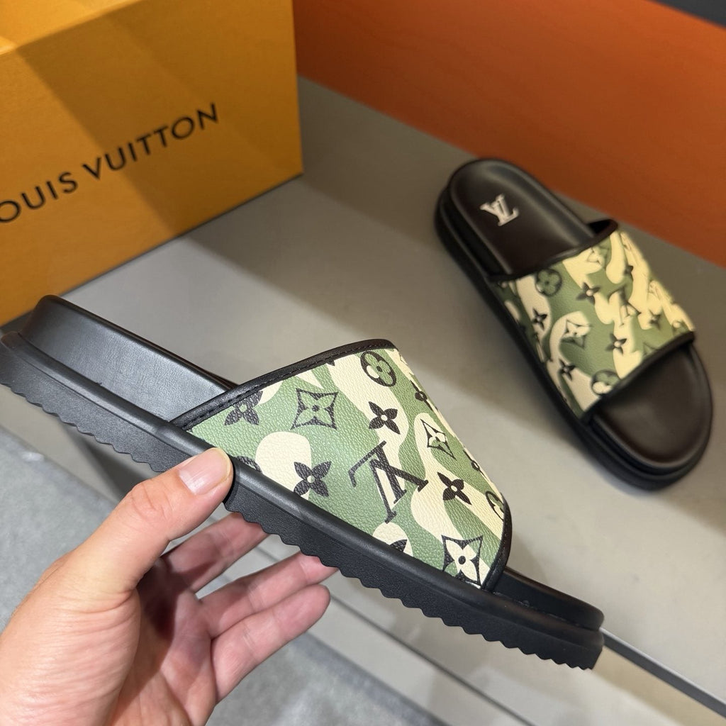 Louis Vuitton Monogram Pattern Slide Sandals — side