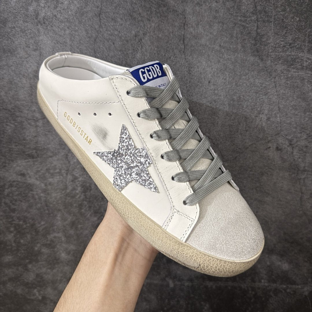 Golden Goose Silver Glitter Star Open-Back Sneakers — hero