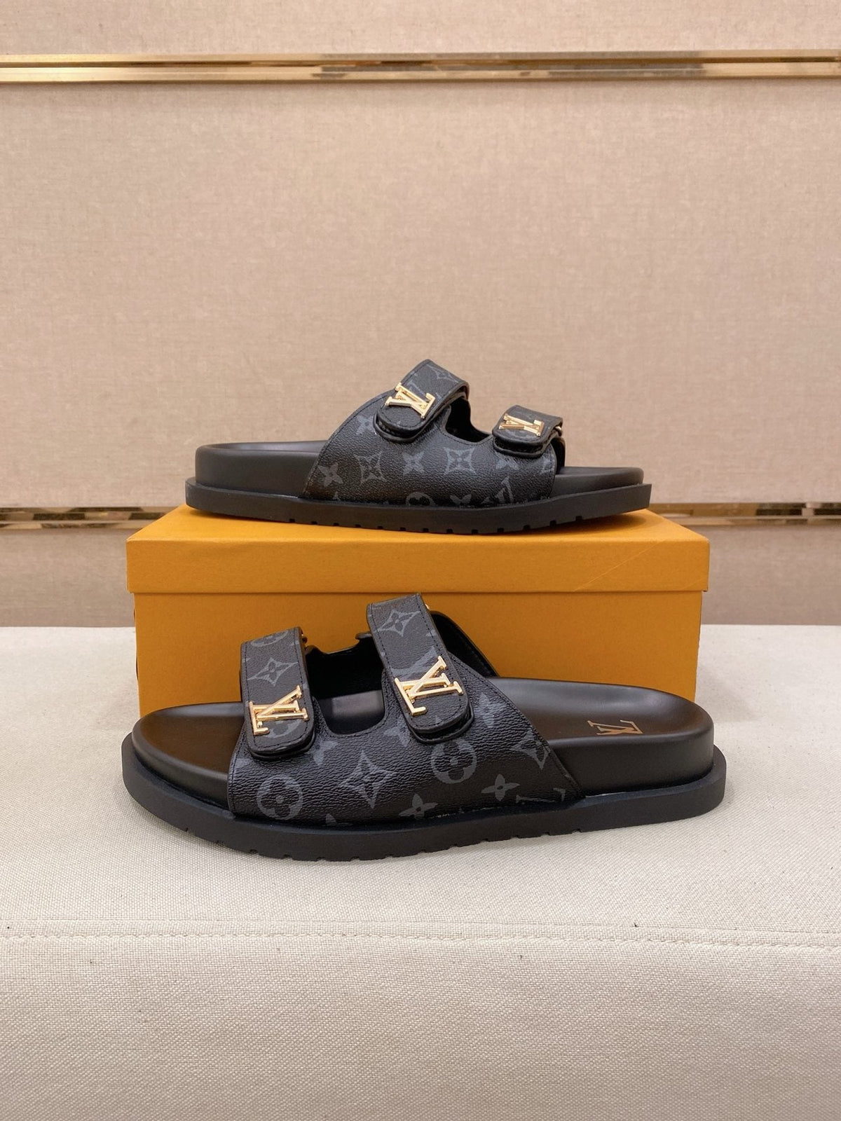 Louis Vuitton Double-Strap Slide Sandals — front