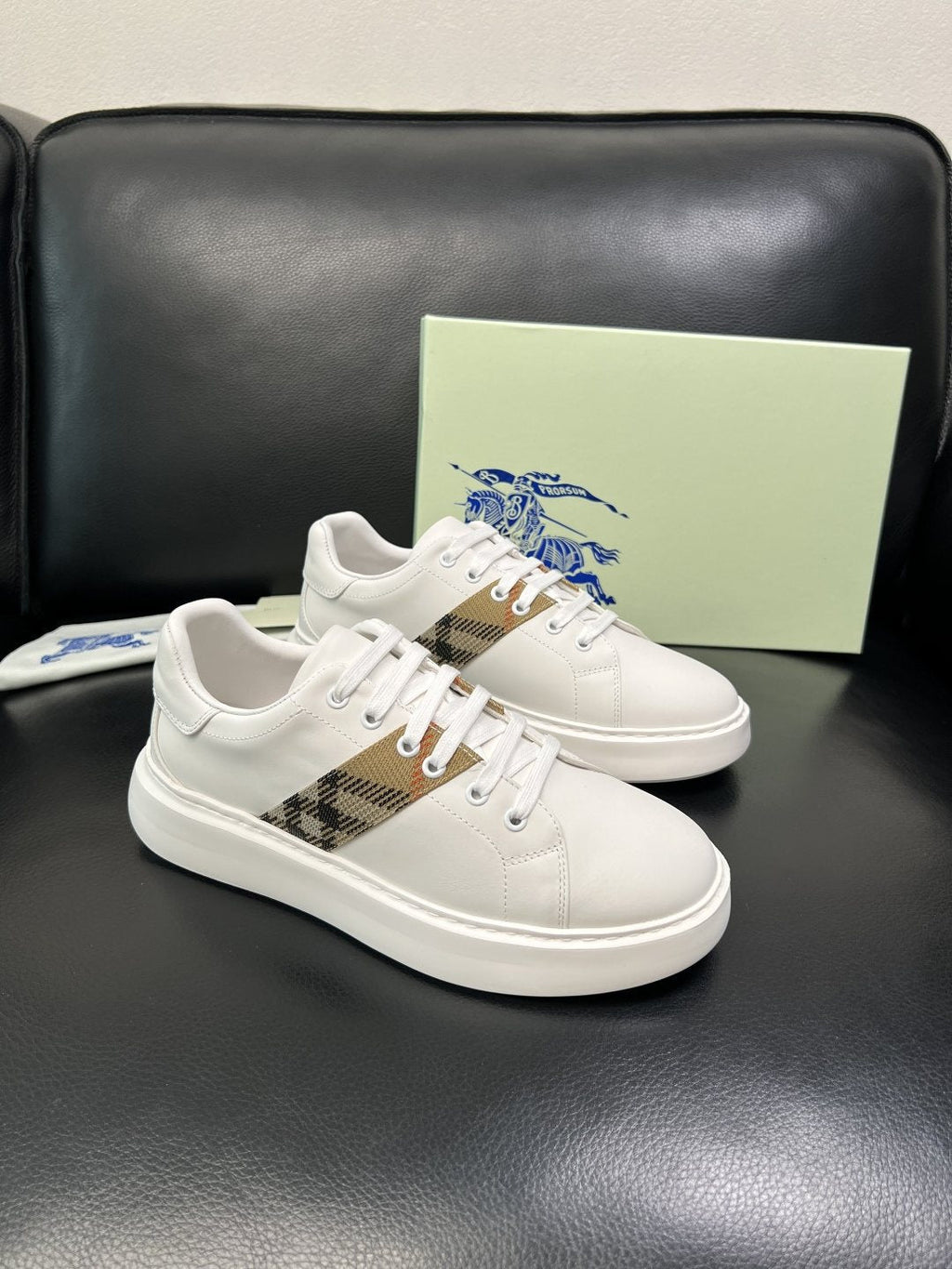 BURBERRY Check-Panel Low-Top Sneakers — hero