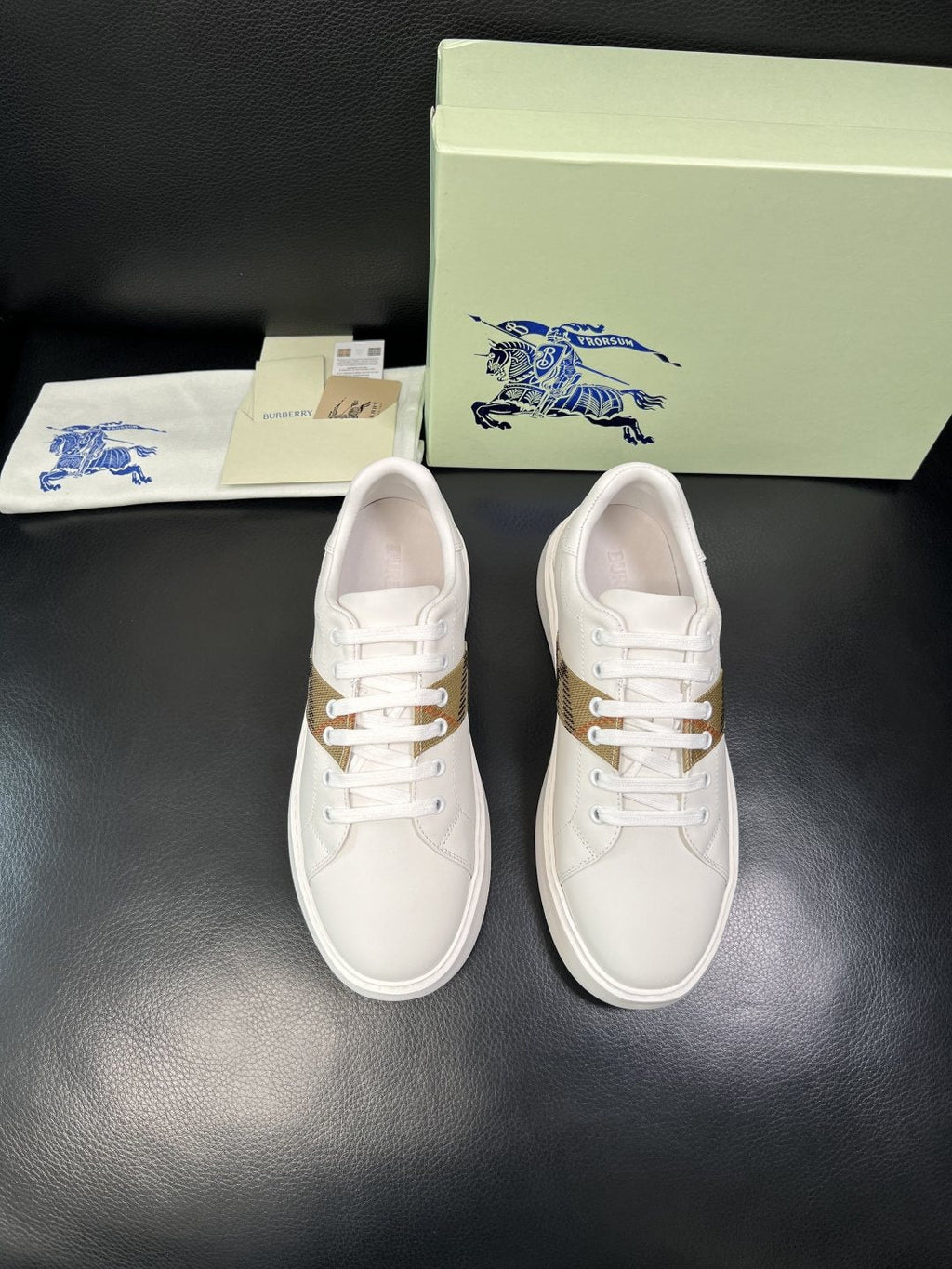 BURBERRY Check-Panel Low-Top Sneakers — front