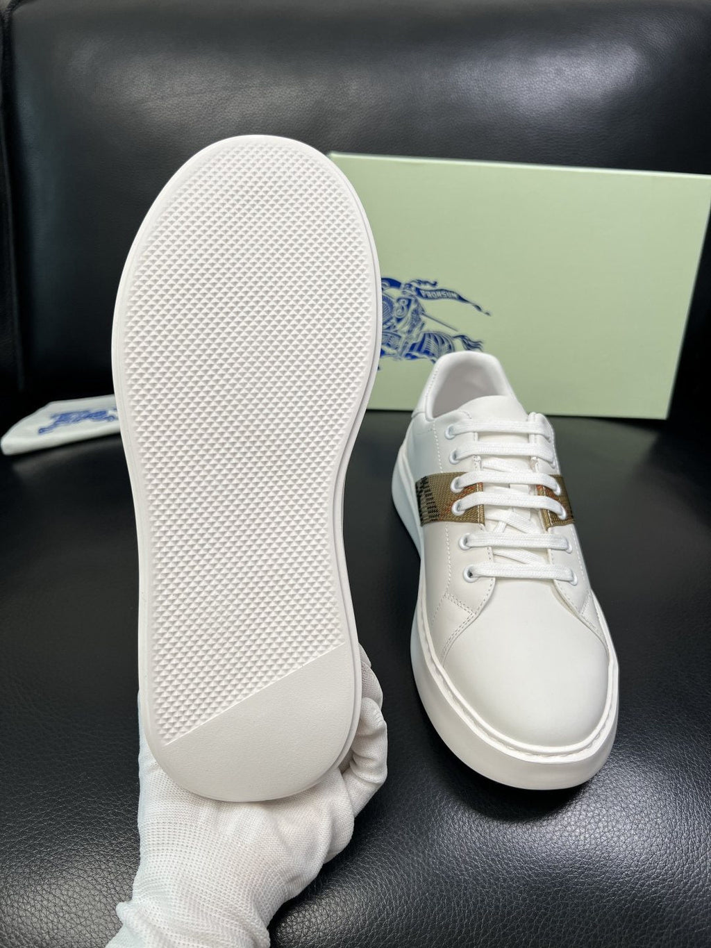 BURBERRY Check-Panel Low-Top Sneakers — detail