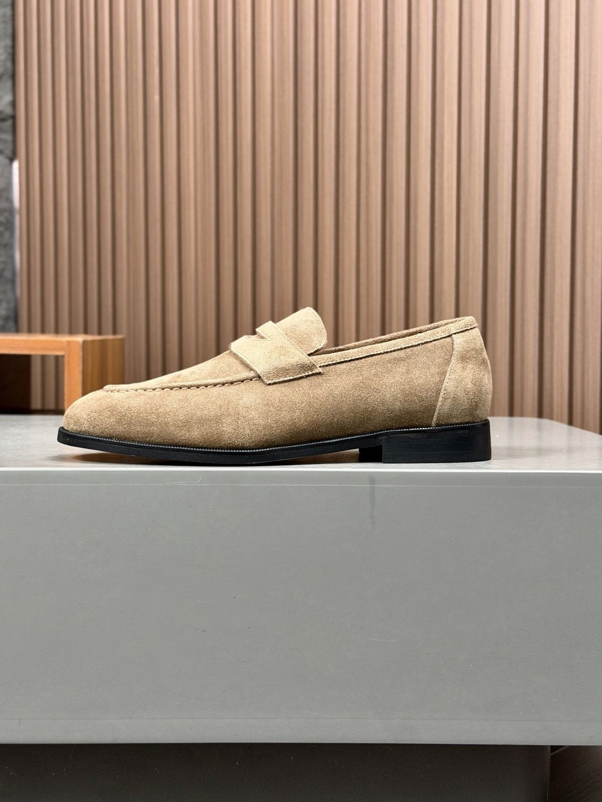 Men’s Textured Leather Penny Loafers — side