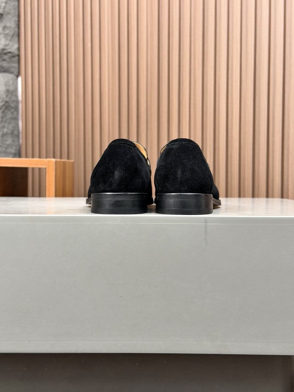 Men’s Textured Leather Penny Loafers — back