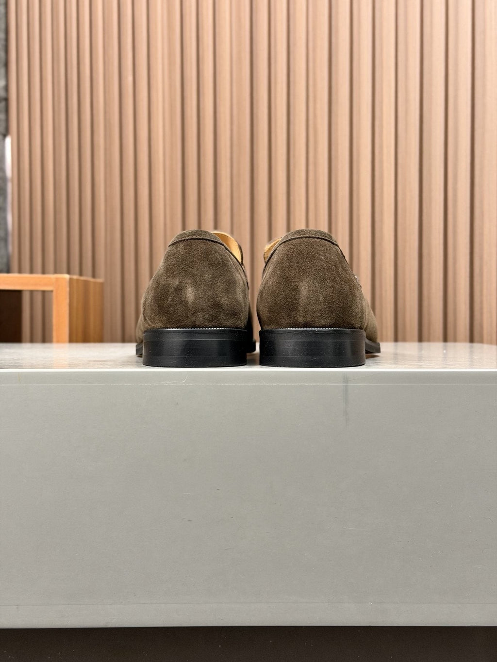 Men’s Textured Leather Penny Loafers — back