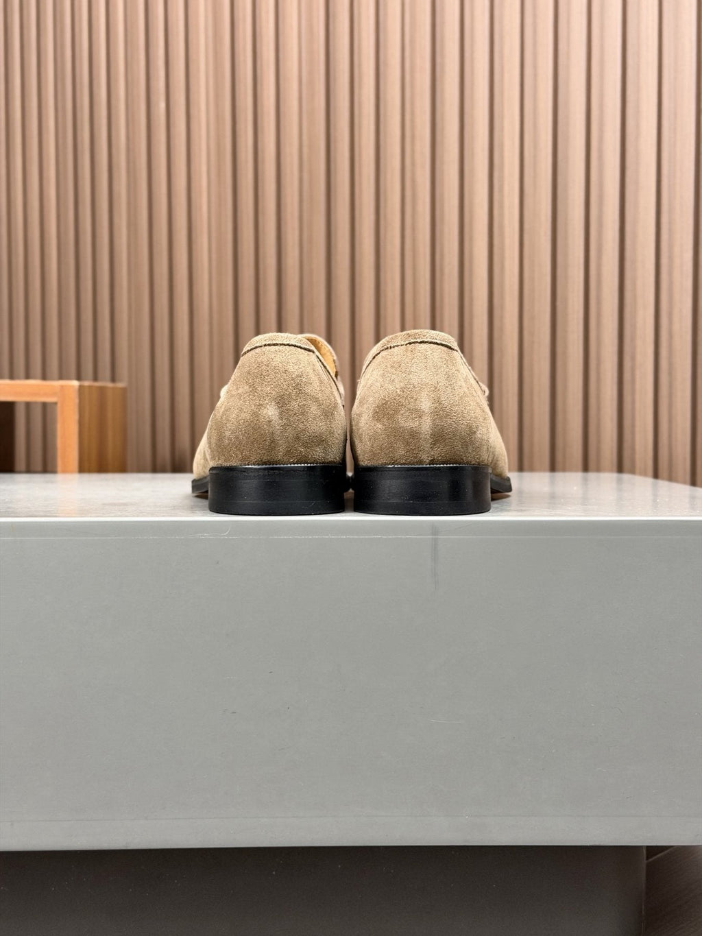 Men’s Textured Leather Penny Loafers — back