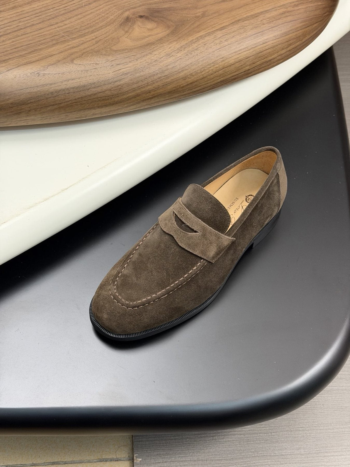 Men’s Textured Leather Penny Loafers — side