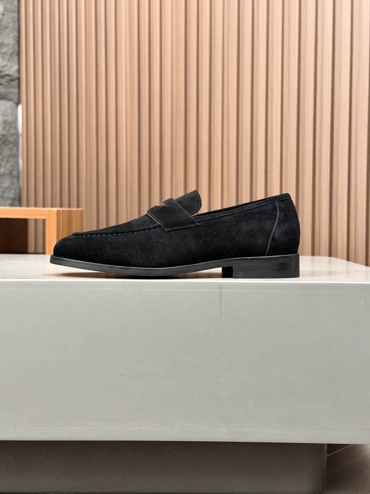 Men’s Textured Leather Penny Loafers — side