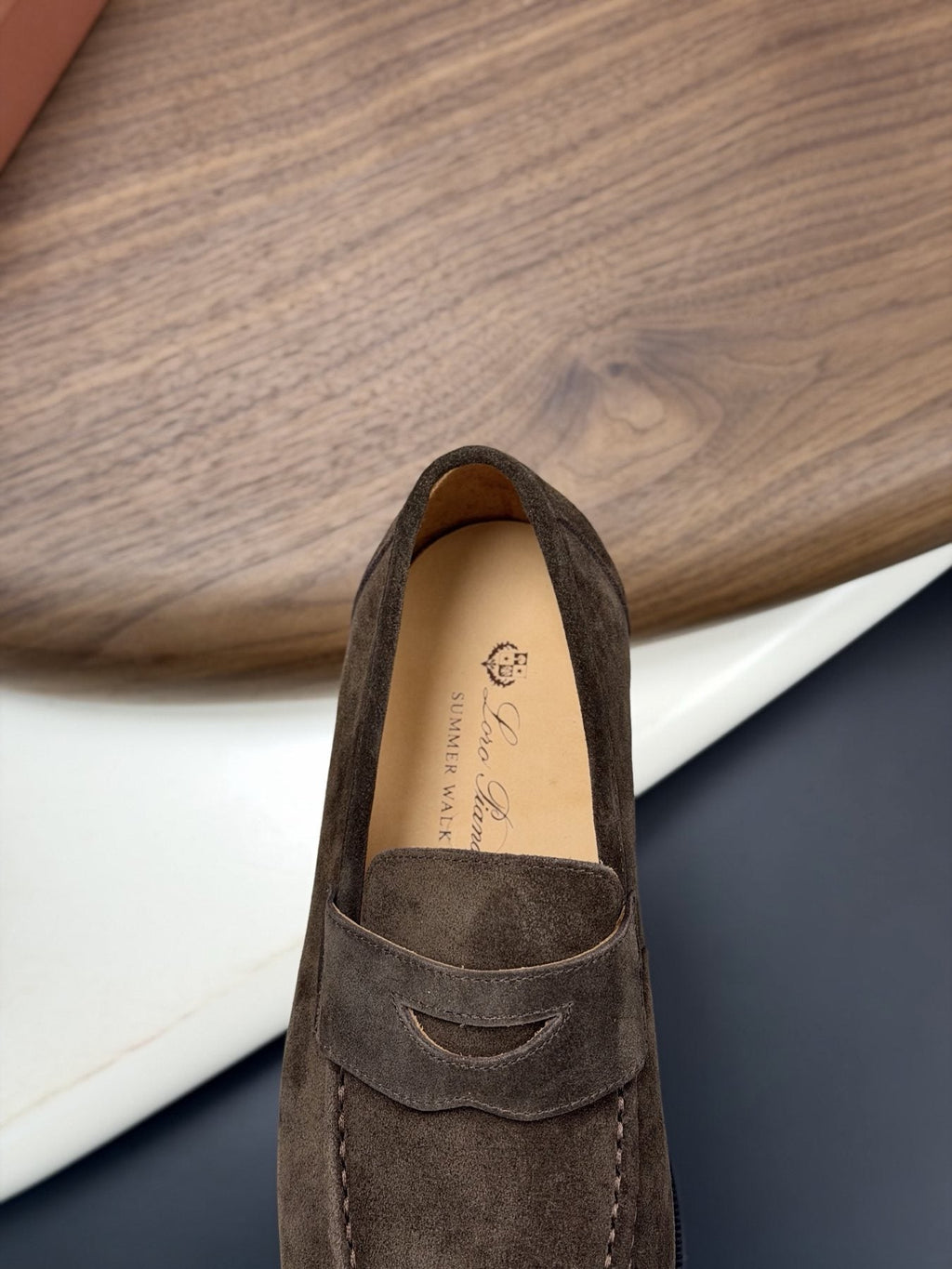 Men’s Textured Leather Penny Loafers — front