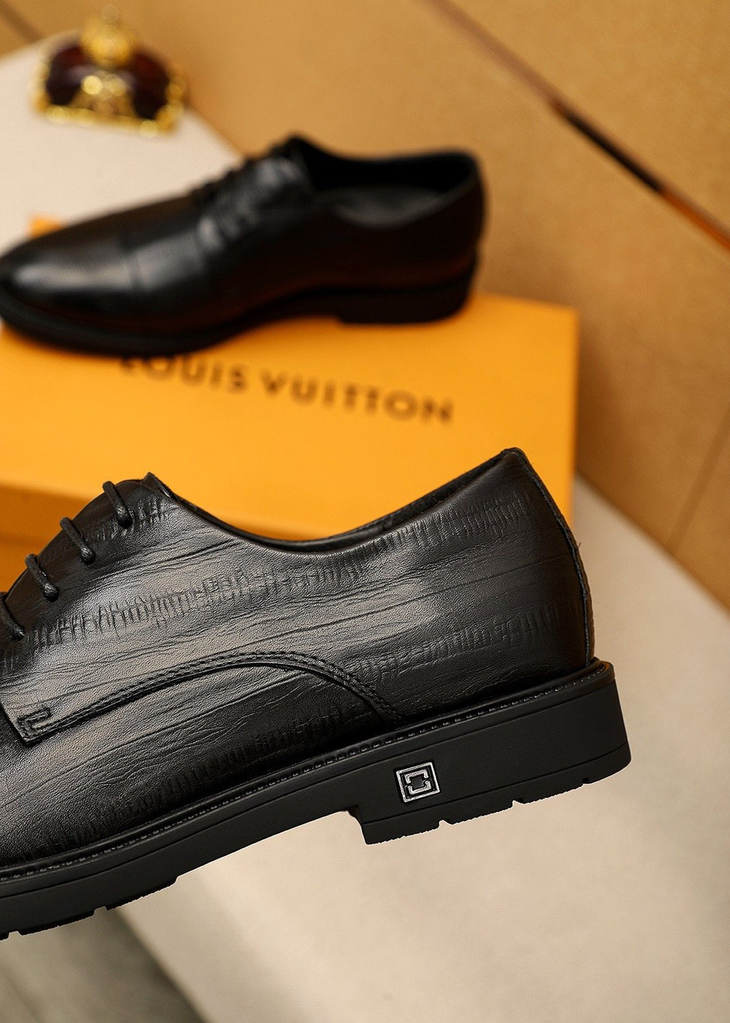 Louis Vuitton Black Lace-Up Dress Shoes — detail