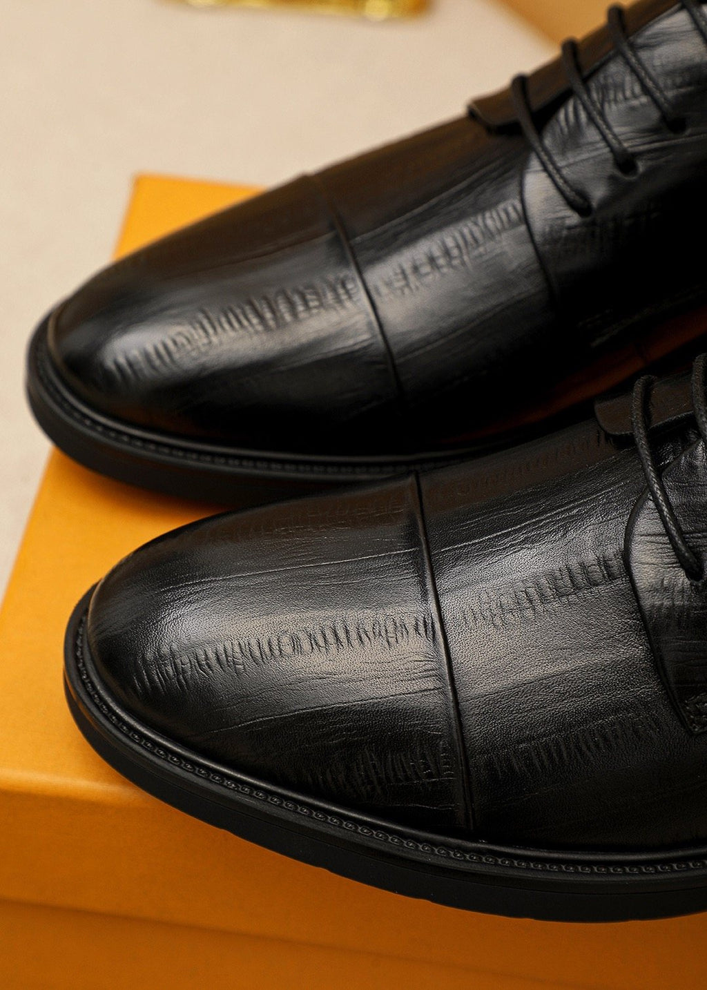 Louis Vuitton Black Lace-Up Dress Shoes — detail