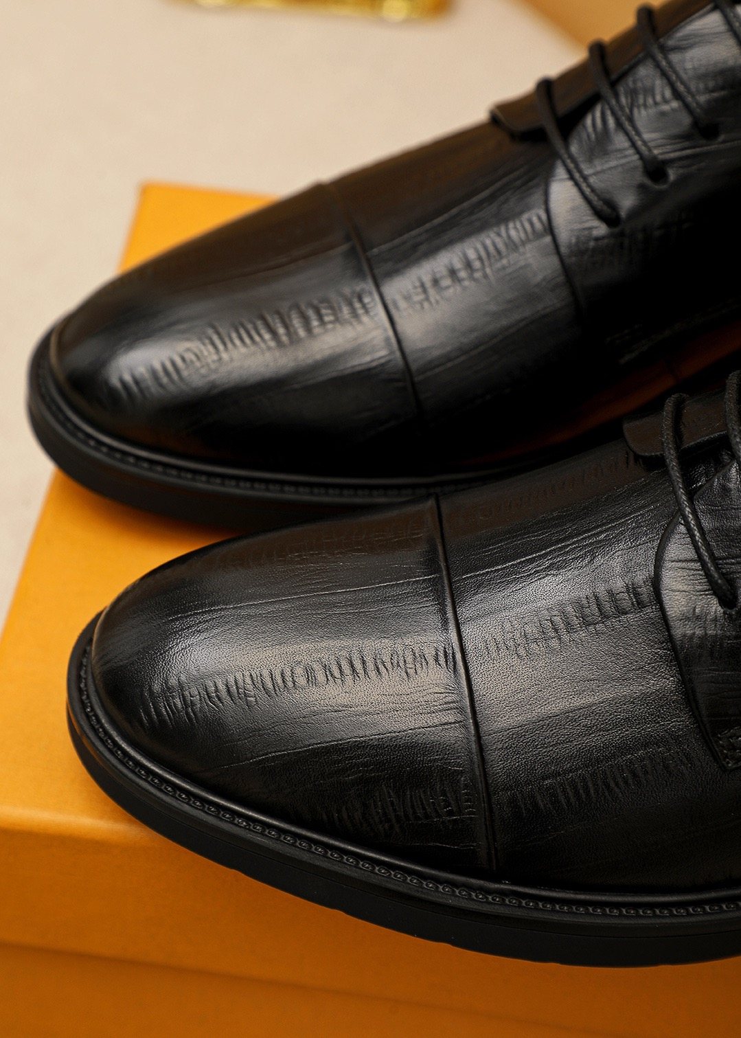 Louis Vuitton Black Lace-Up Dress Shoes — detail