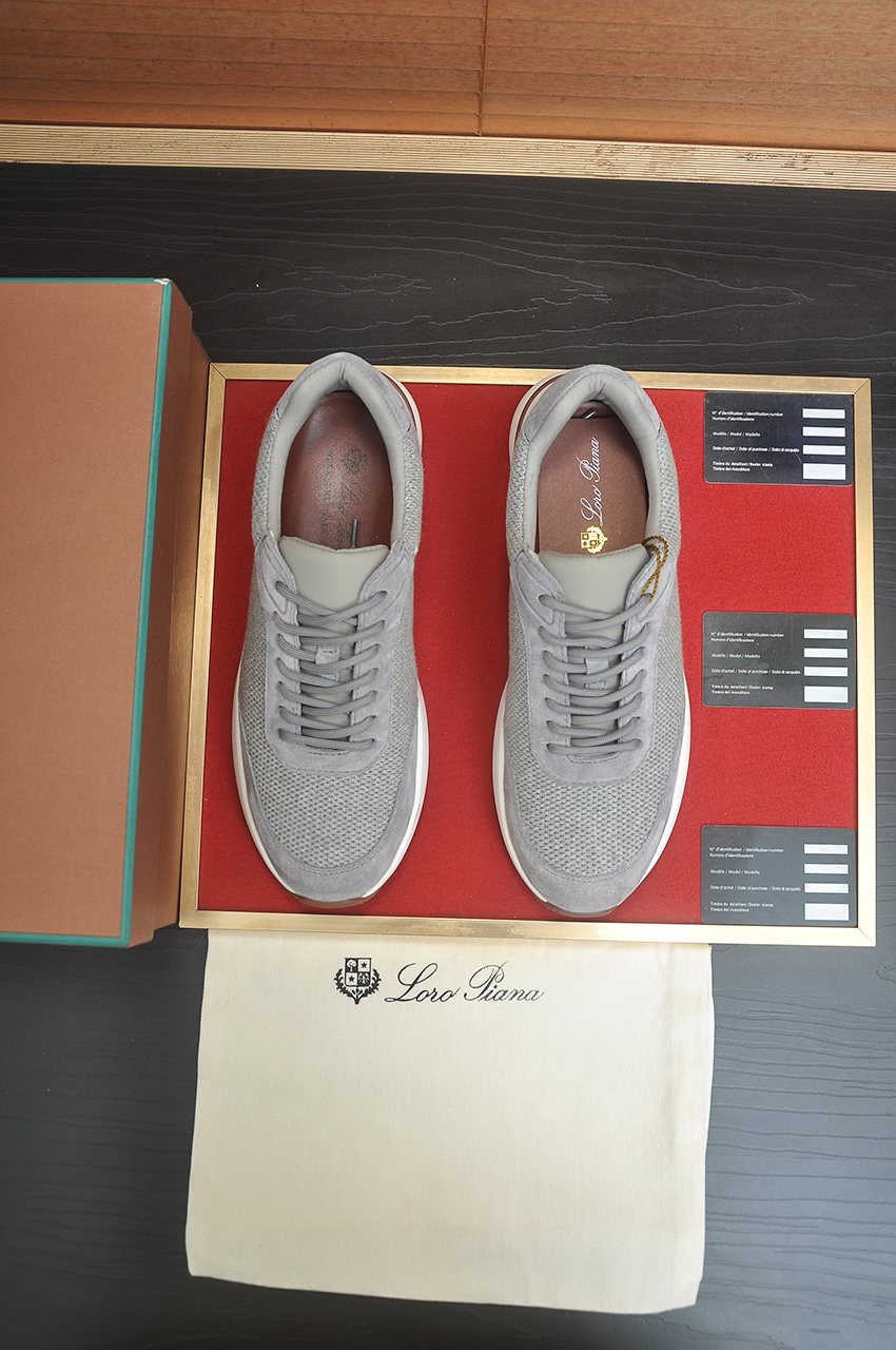 Loro Piana Textured Lace-Up Sneakers — hero