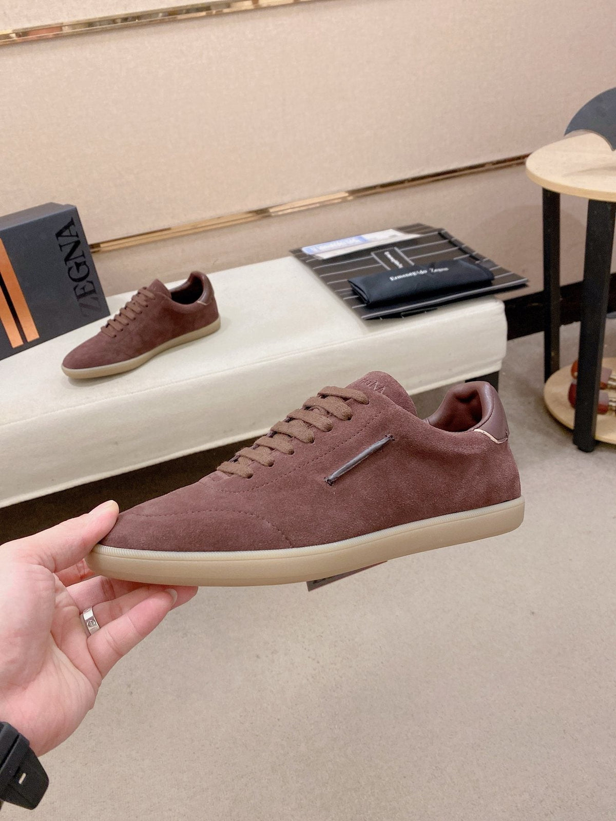 ZEGNA Suede Low-Top Sneakers — side