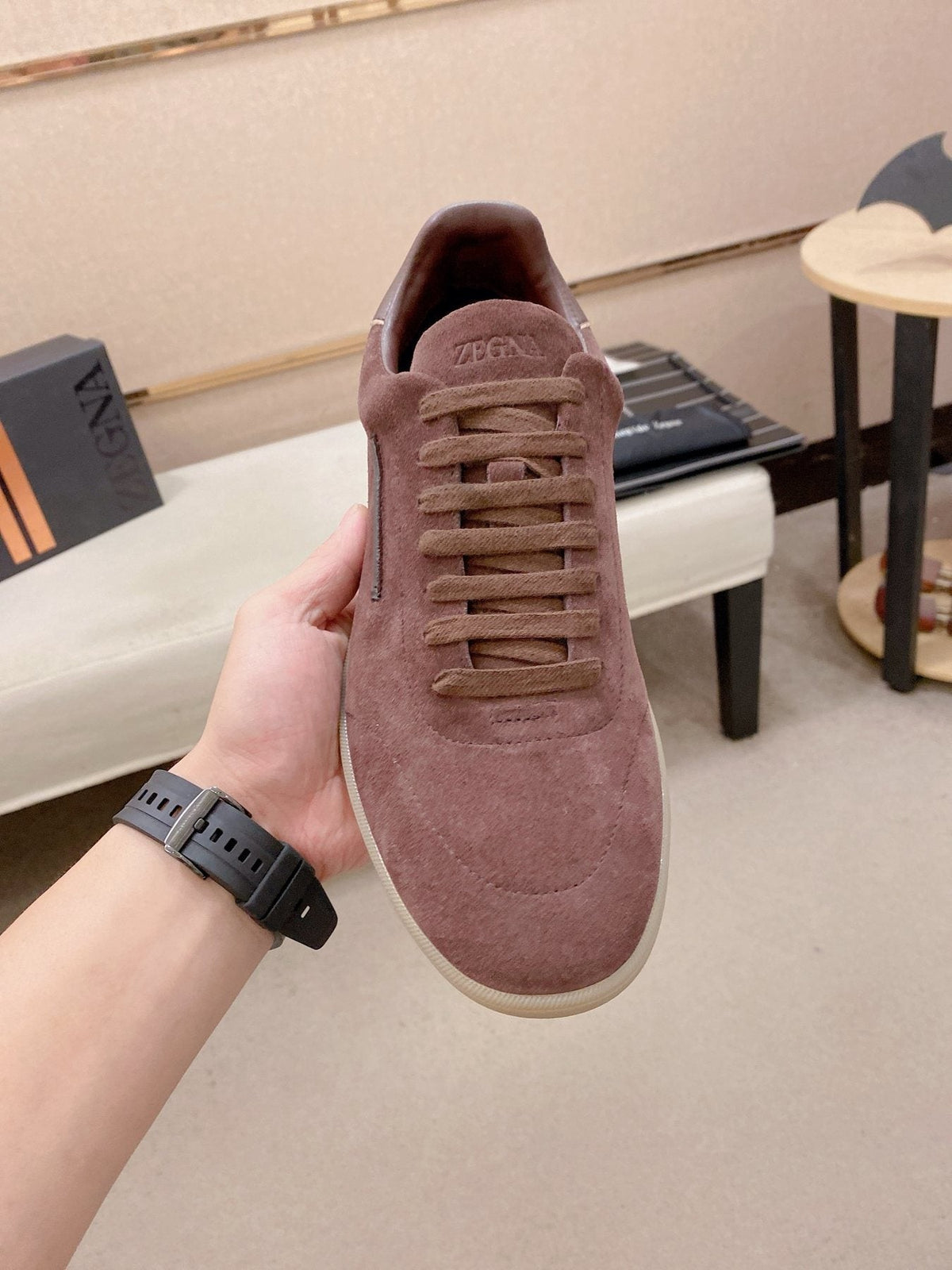 ZEGNA Suede Low-Top Sneakers — front