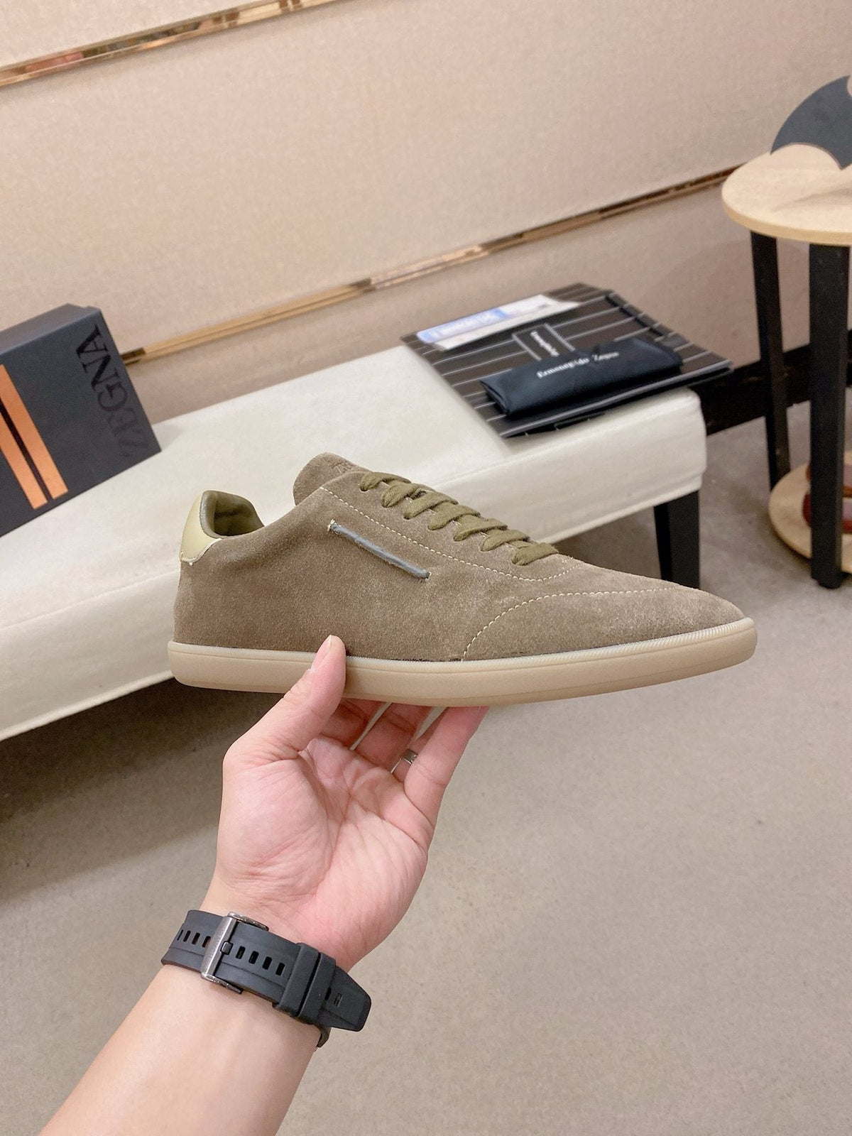 ZEGNA Suede Low-Top Sneakers — side
