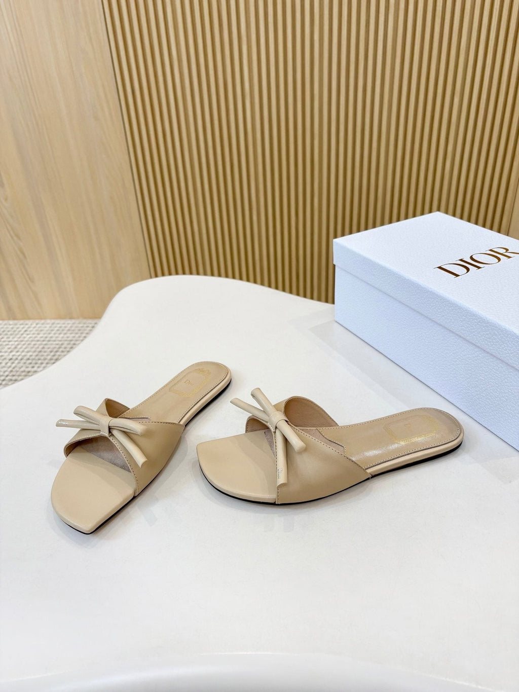 Dior Bow-Detail Slide Sandals — front