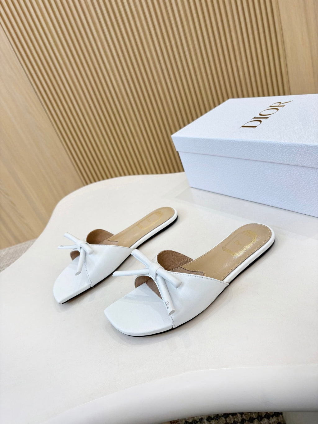 Dior Bow-Detail Slide Sandals — side