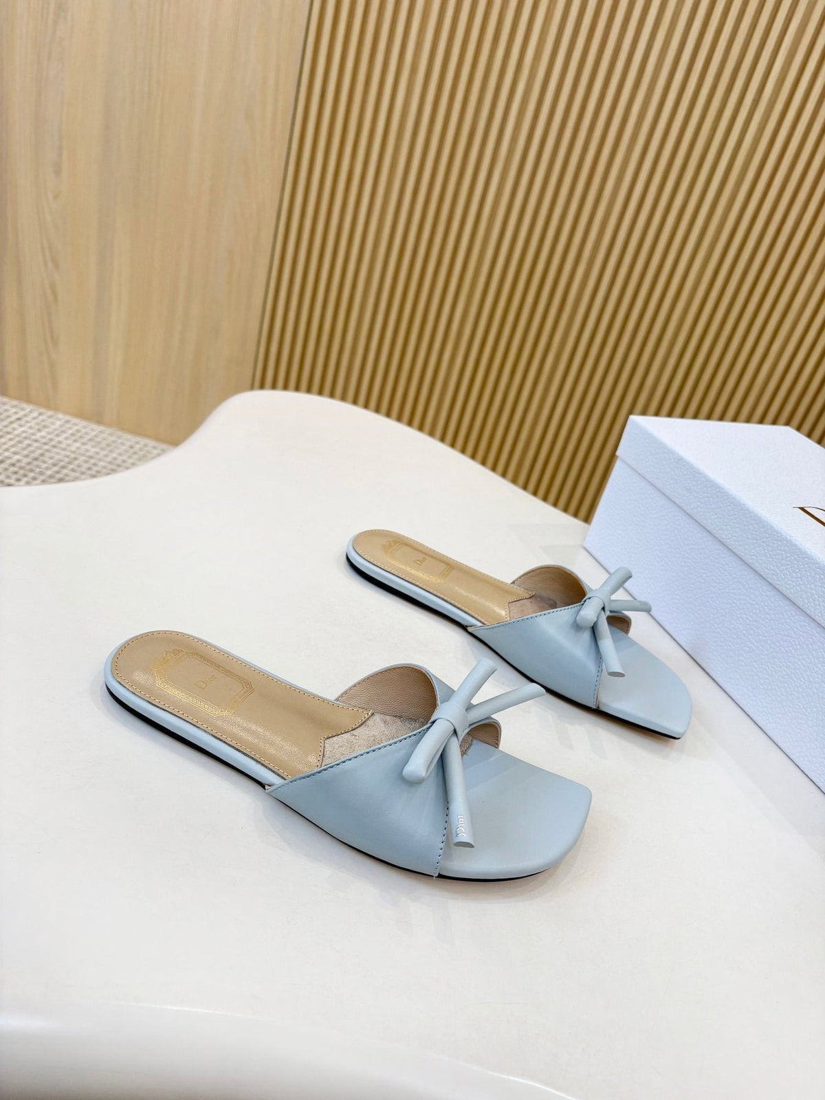 Dior Bow-Detail Slide Sandals — front