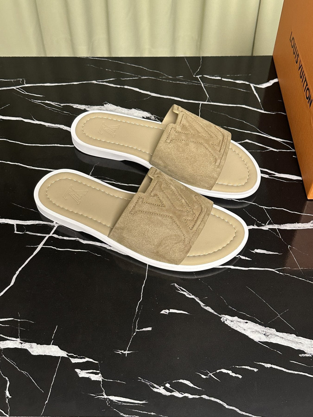 Louis Vuitton Embossed Strap Slide Sandals — side