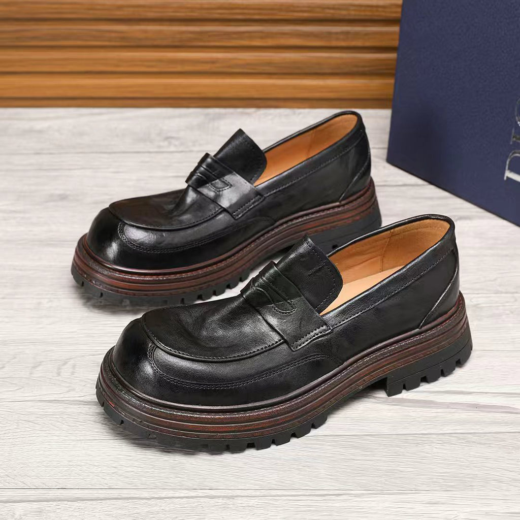 Dior Leather Moc-Toe Loafers — front