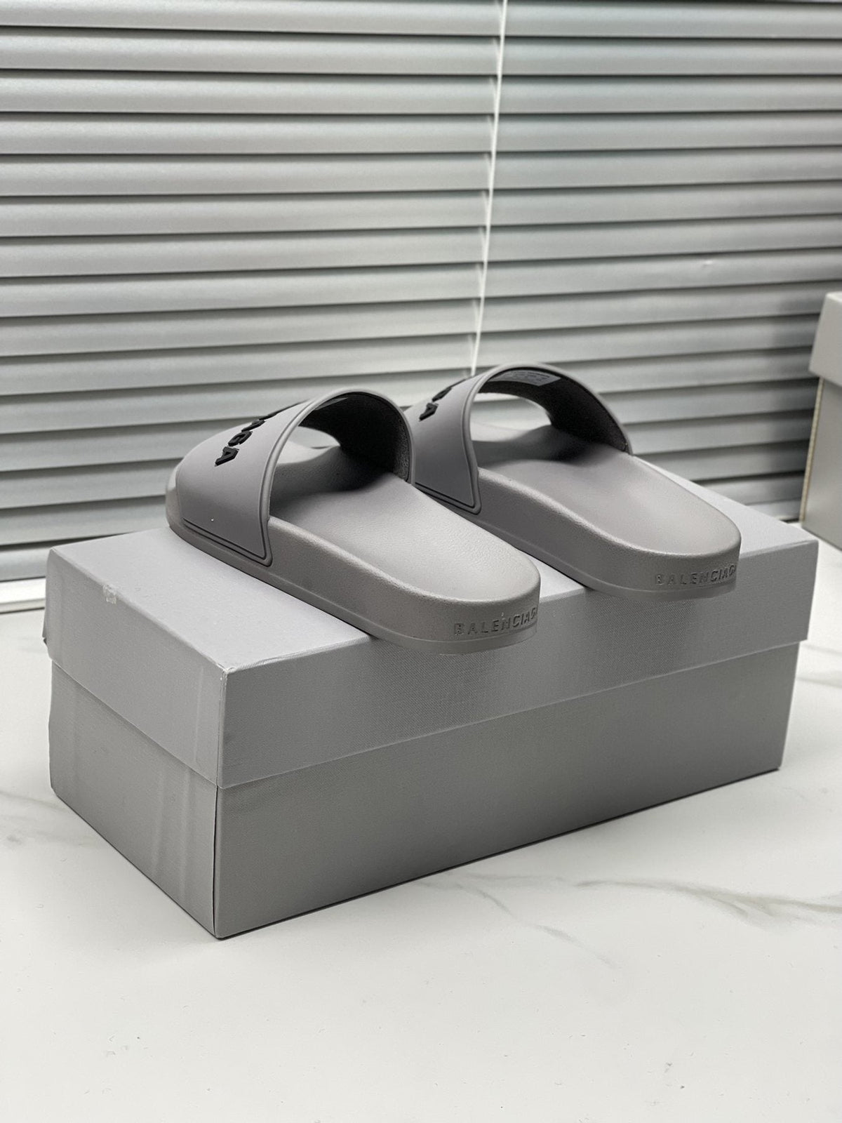 Balenciaga Logo Slide Sandals — side