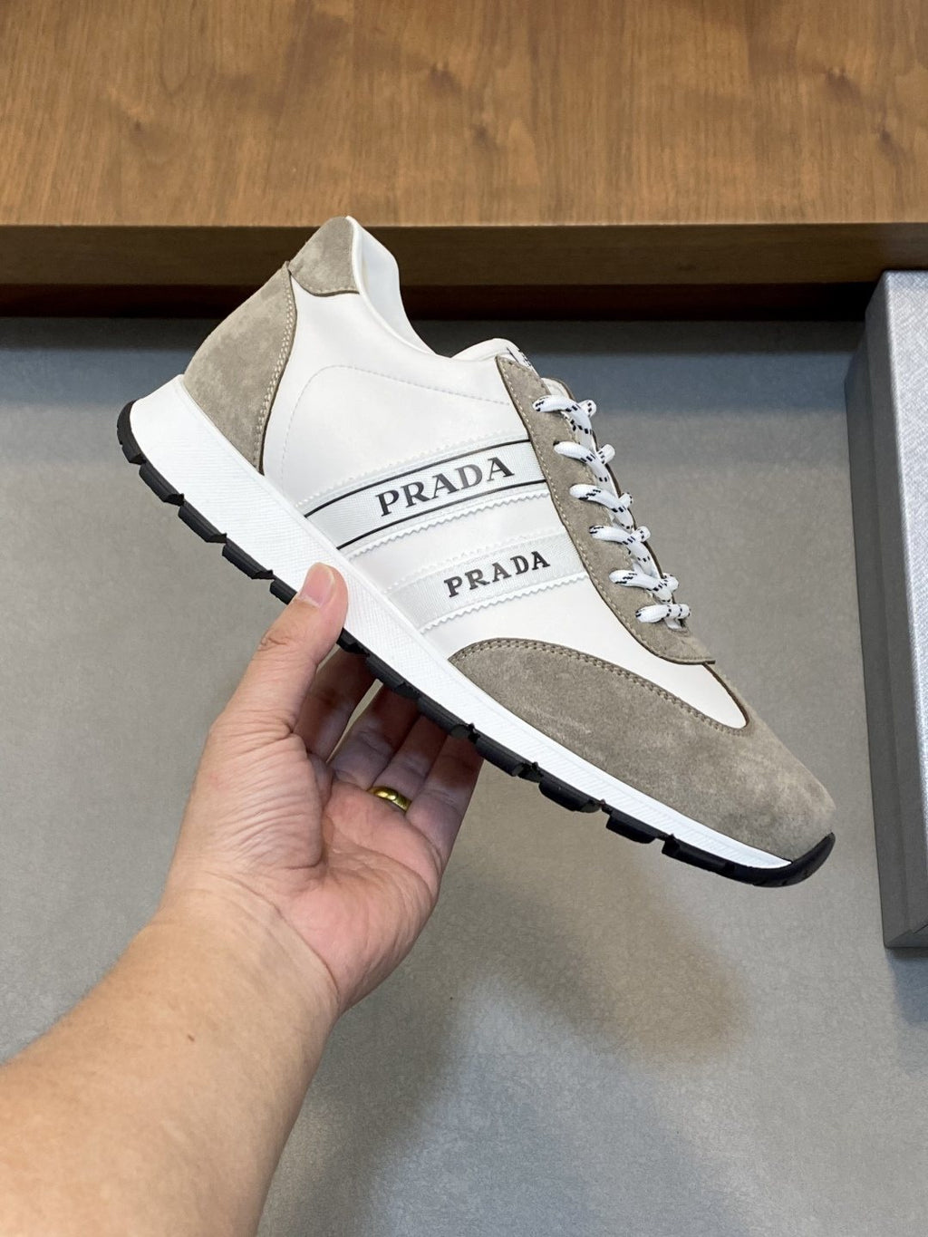 Prada Color-Block Low-Top Sneakers — model
