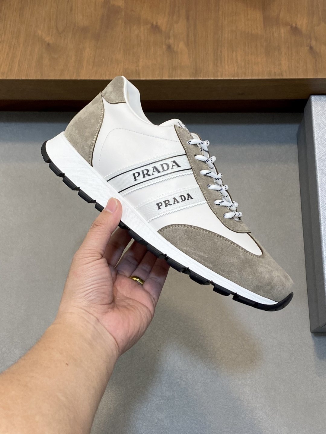 Prada Color-Block Low-Top Sneakers — model