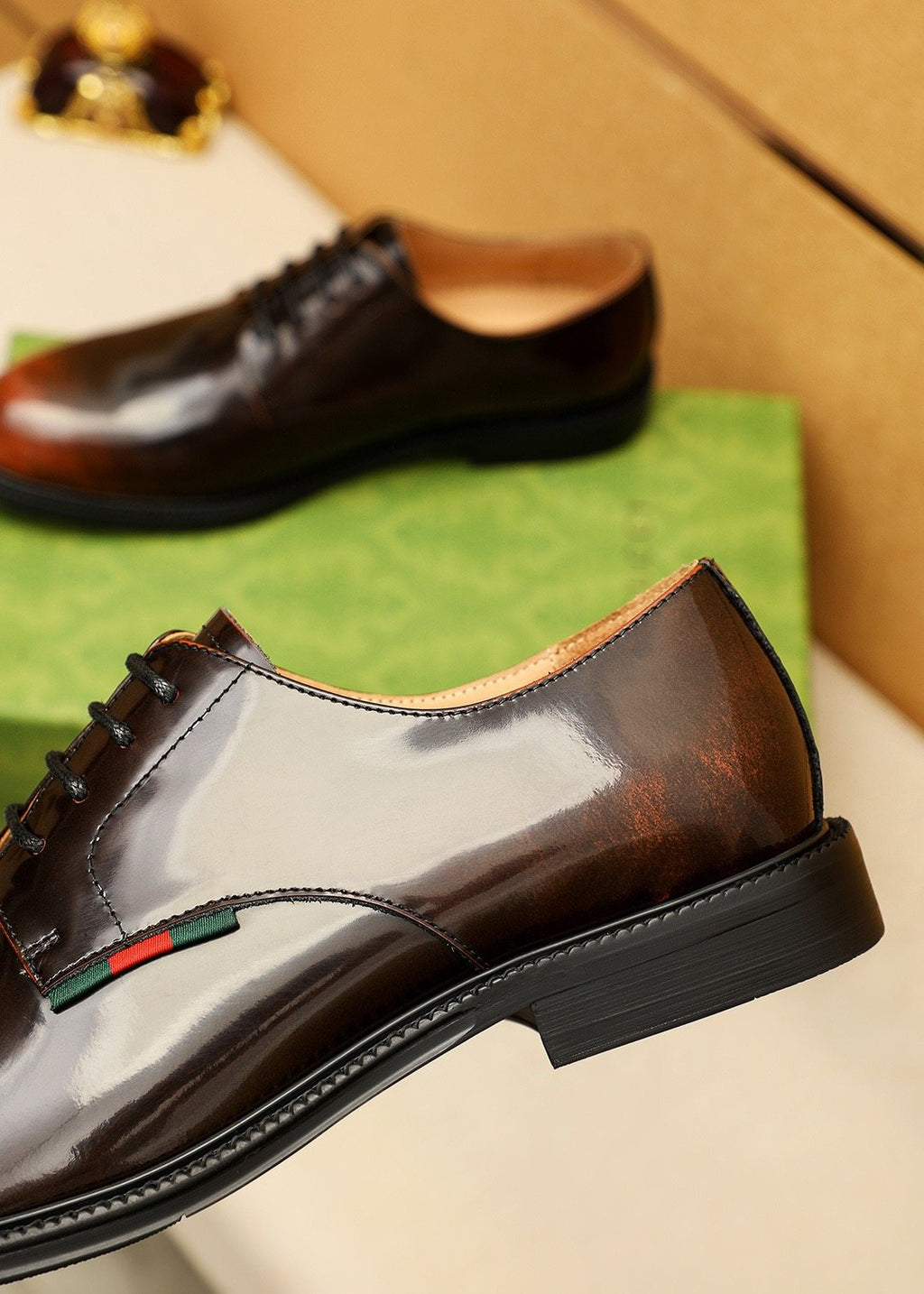 GUCCI Stripe Lace-Up Dress Shoes — back