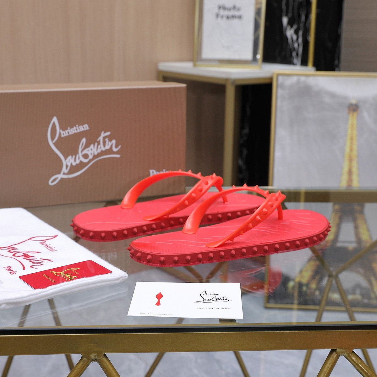 Christian Louboutin Studded Thong Flip-Flop Sandals — front