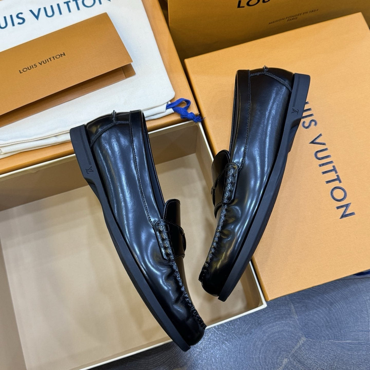 Louis Vuitton Croisette Black Loafers — front