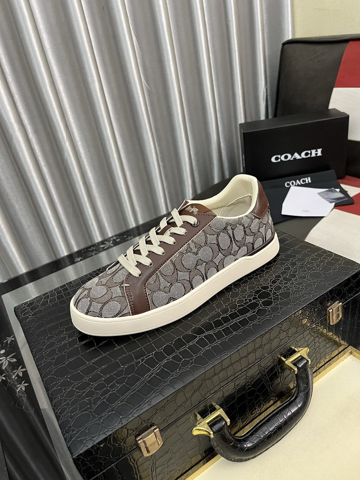Coach Black and Charcoal Low-Top Sneakers — front