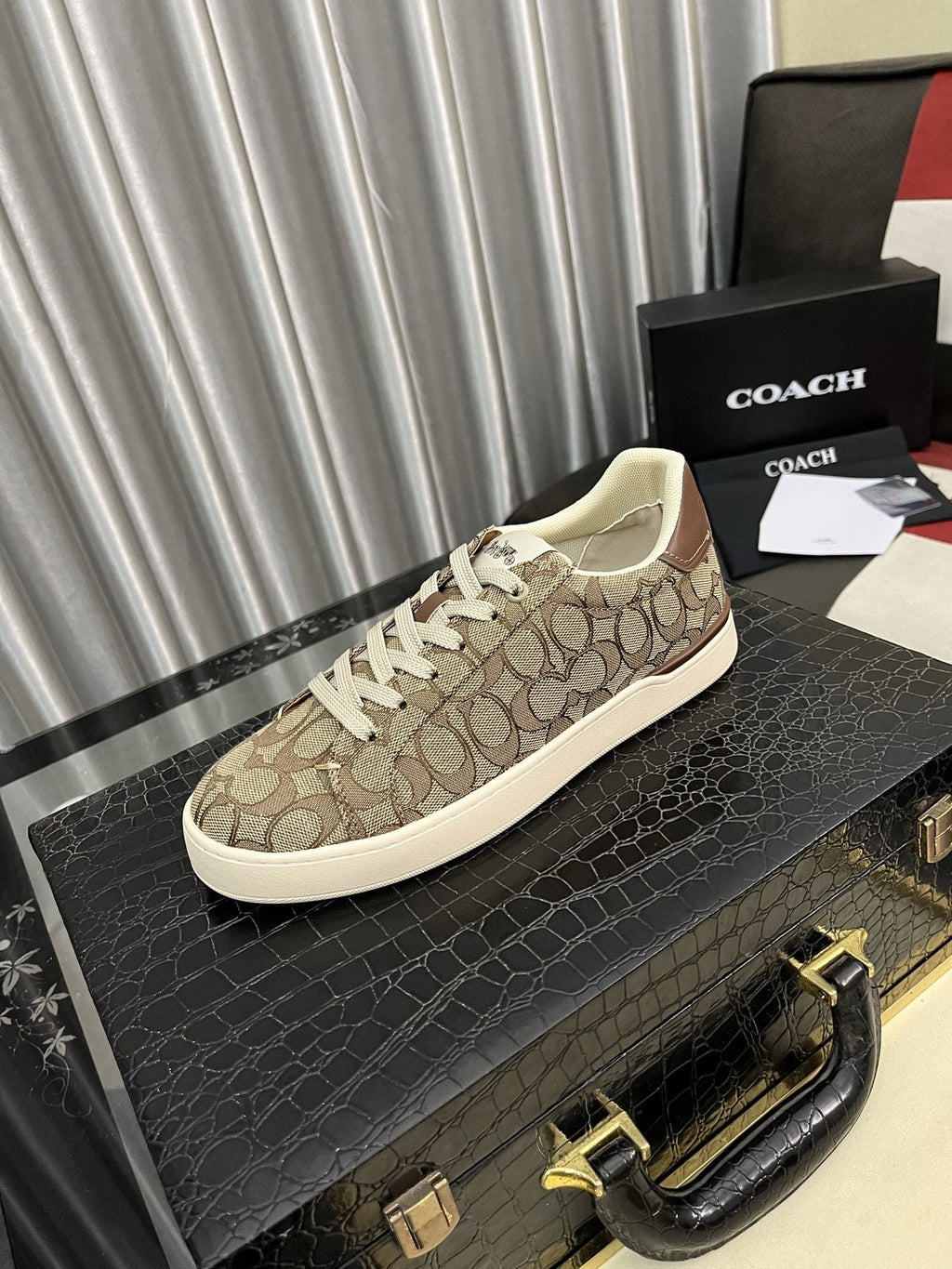 Coach Black and Charcoal Low-Top Sneakers — side