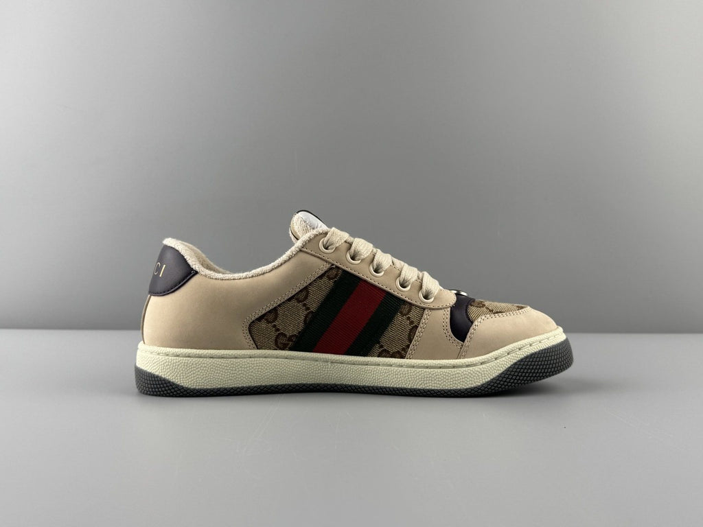 Gucci Beige Web Stripe Sneakers — side