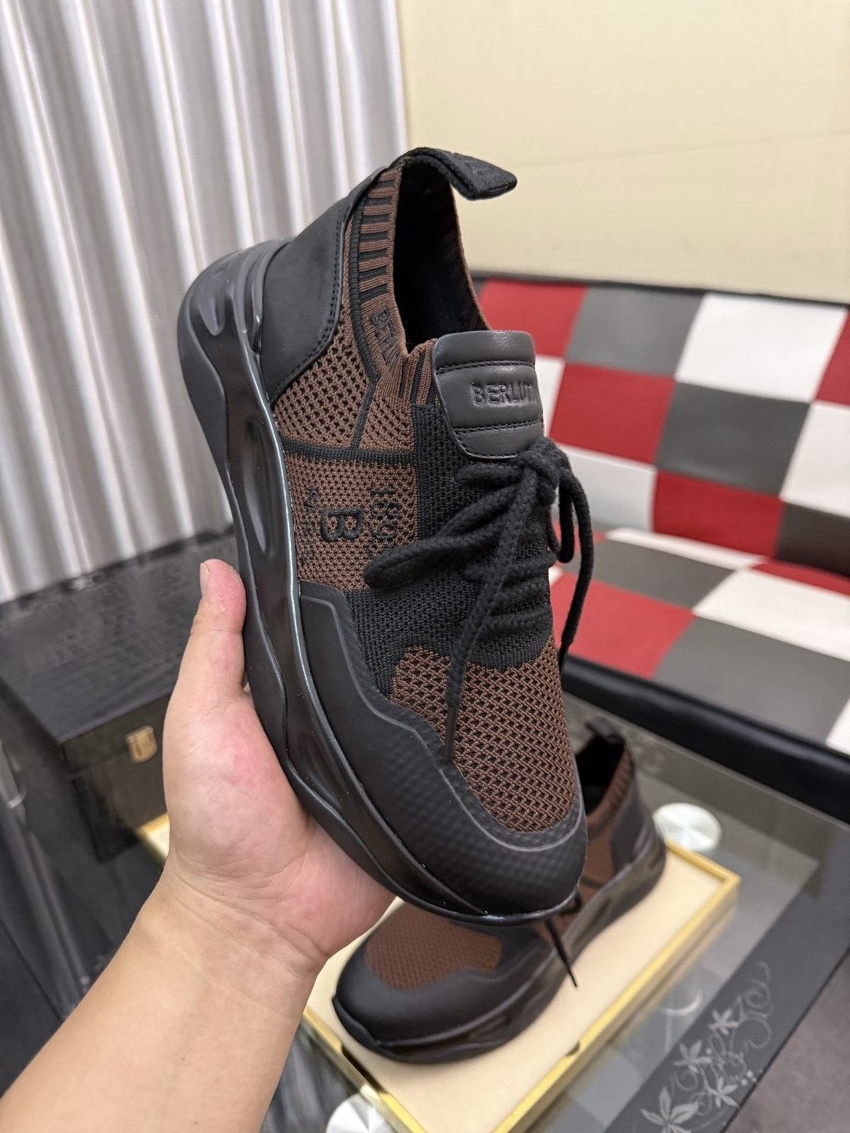 BERLUTI Mesh-Panel Lace-Up Sneakers — side
