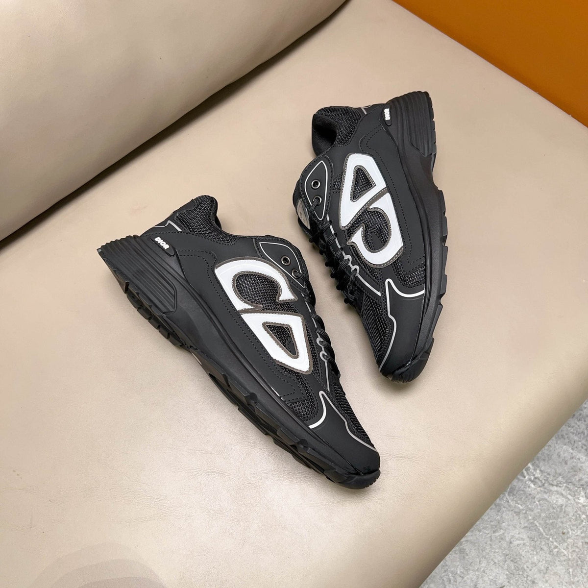 Dior Black and Dark Gray Mesh Sneakers — side