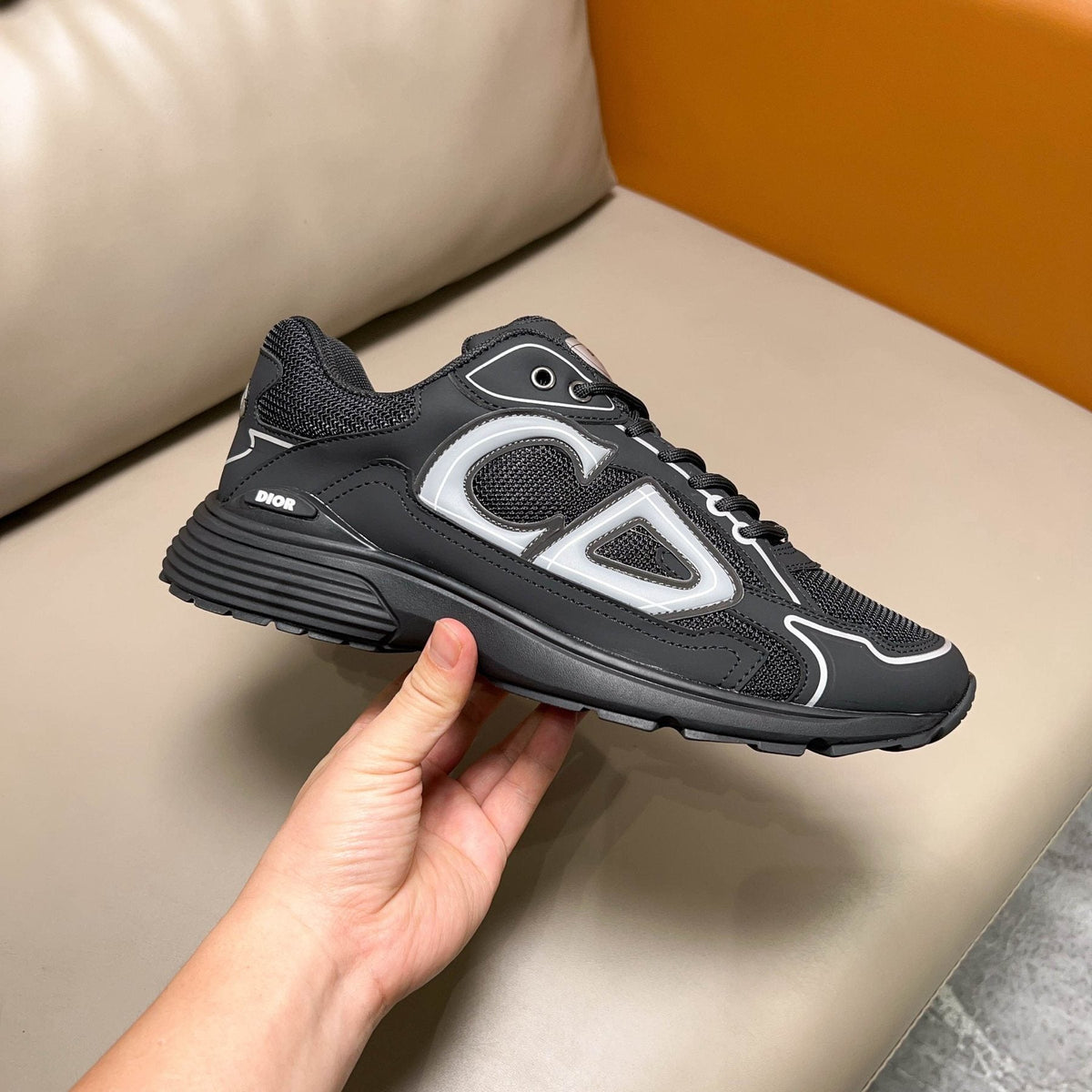 Dior Black and Dark Gray Mesh Sneakers — side