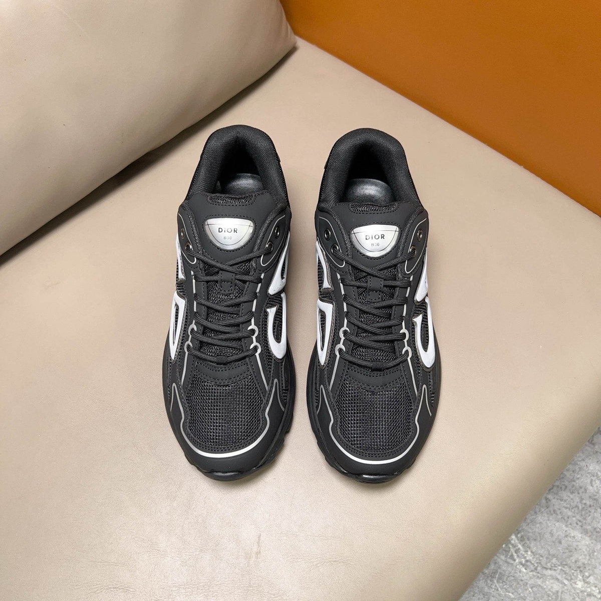 Dior Black and Dark Gray Mesh Sneakers — front