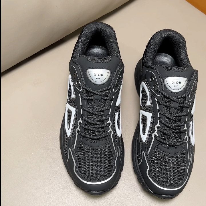 Dior Black and Dark Gray Mesh Sneakers — front