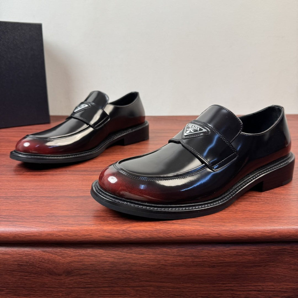 PRADA Red-Toe Leather Loafers — front