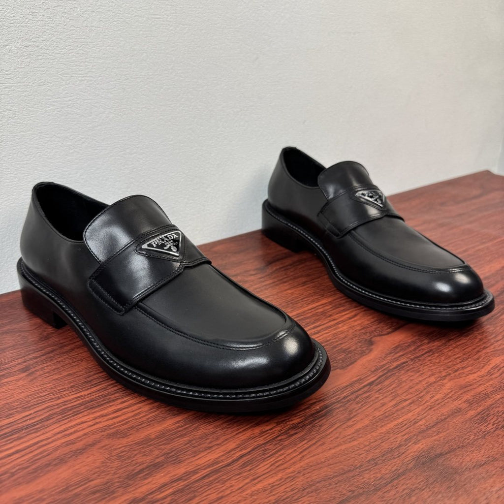 PRADA Red-Toe Leather Loafers — front