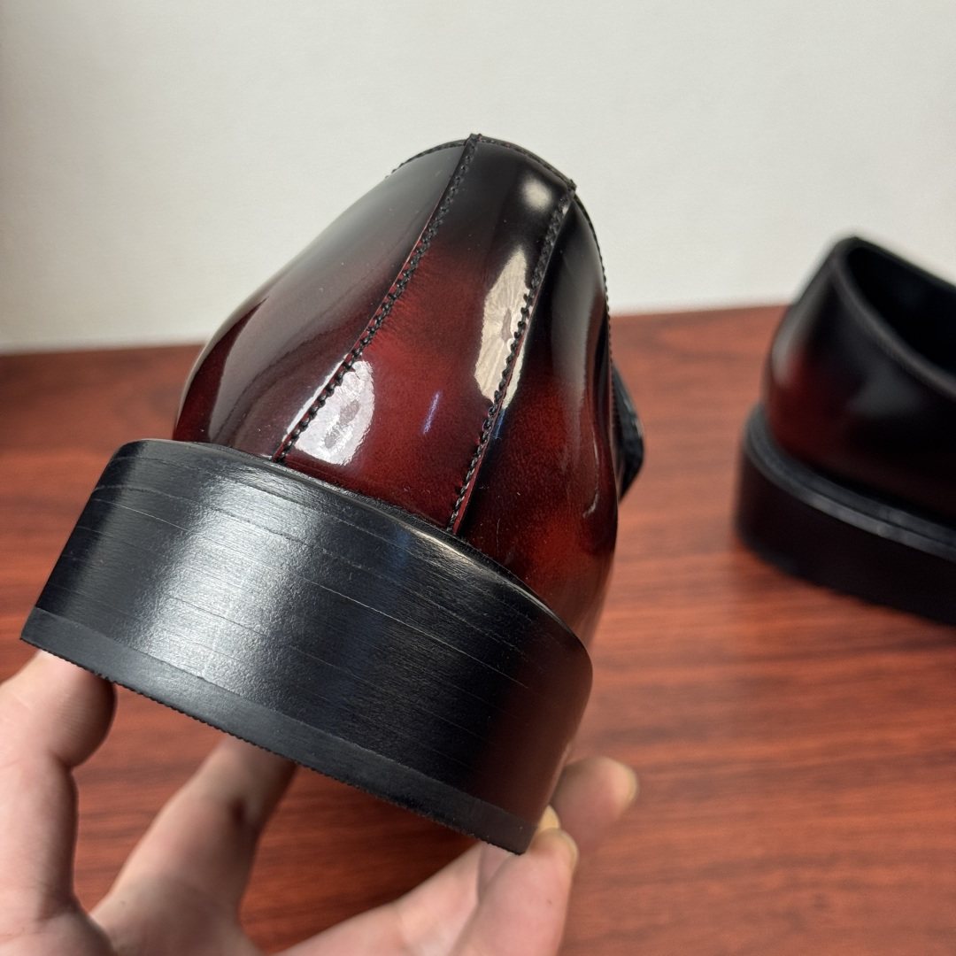 PRADA Red-Toe Leather Loafers — back