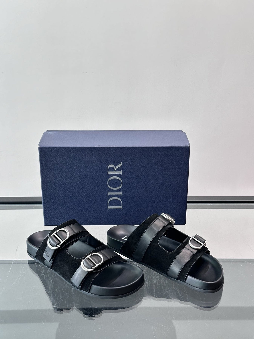 Dior Two-Strap Buckle Sandals — front