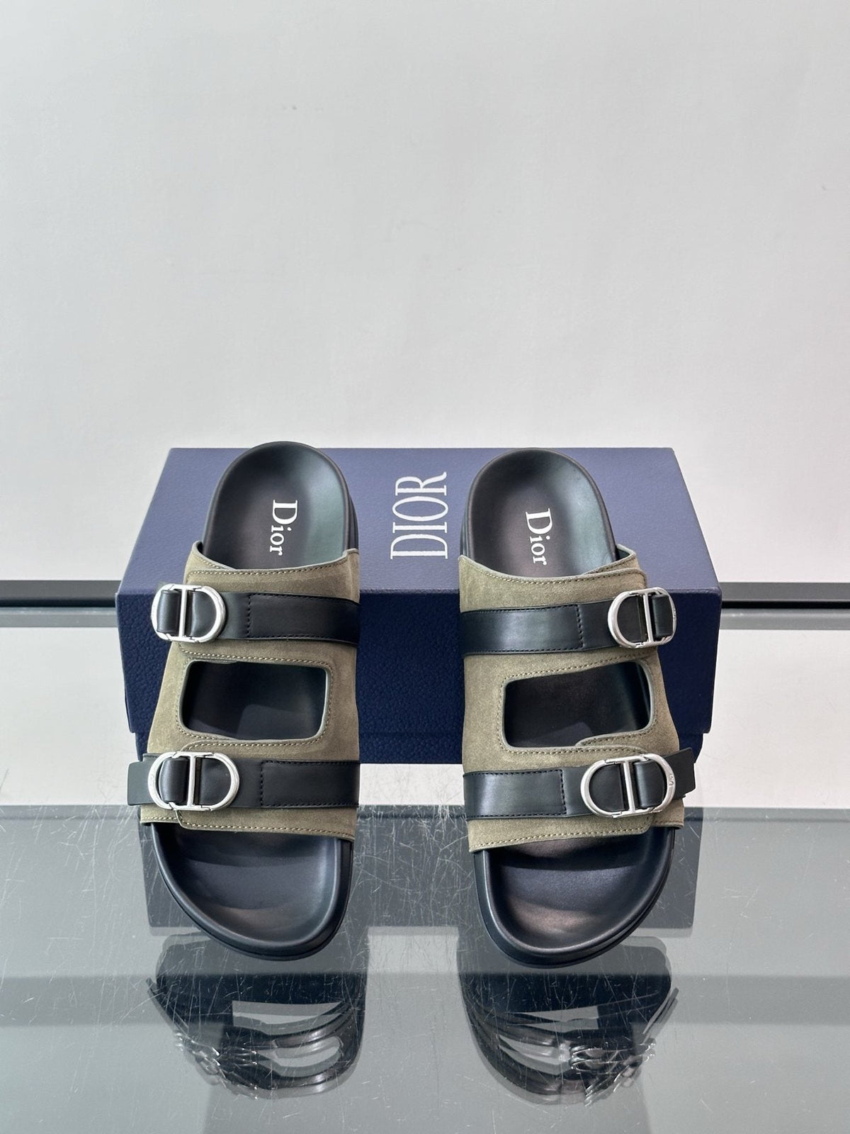 Dior Two-Strap Buckle Sandals — front