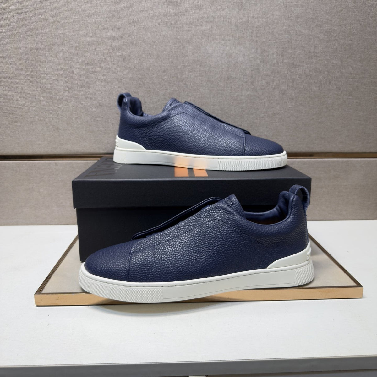 Zegna Navy Slip-On Sneakers — hero